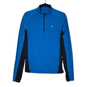 Paradox Men's Base Layer Top Merino Wool Blend 1/4 Zip Drirelease Blue Small